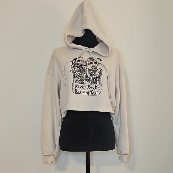 Bella Canvas Tops - River Rock Roasting Co Fleece Cropped Hoodie Size Small